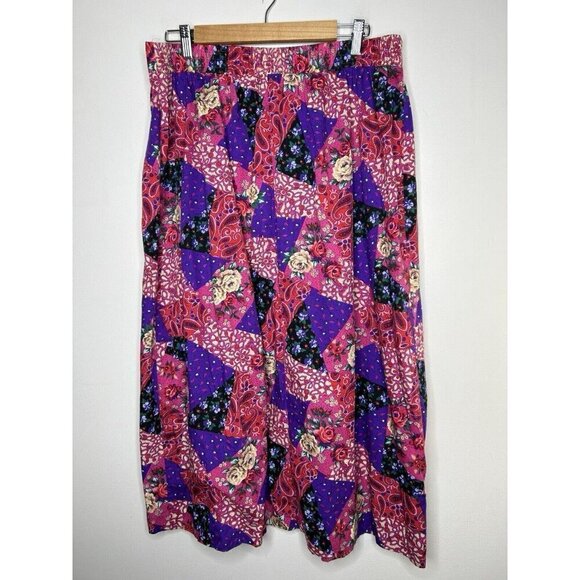 Plus Preferred Vintage Paisley Floral Elastic Waist Knee Length Skirt Size 20W - Picture 6 of 10
